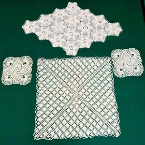 Elegant White Crochet Doilies Set ❤️